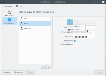 KDE Plasma 5 User Manager
