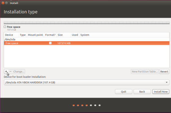 Create partitions Ubuntu 15.10