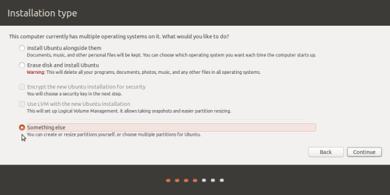 "Something else" option on Ubuntu 15.10