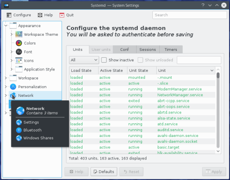 KDE System Settings Fedora 23