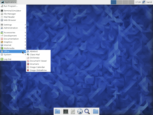 Fedora 23 Xfce menu