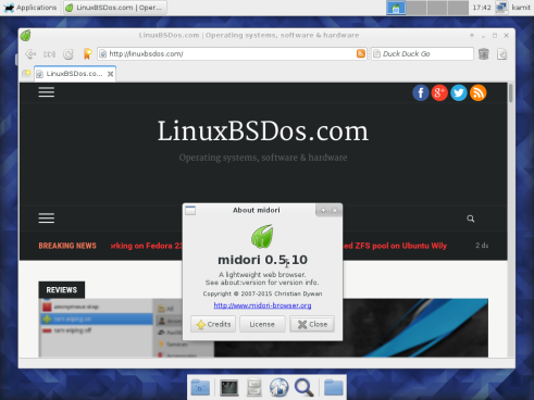 Midori browser Fedora 23 Xfce