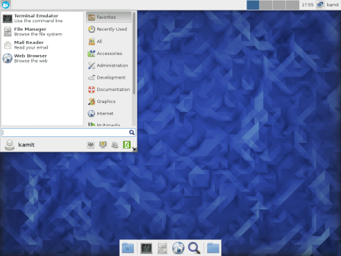 Fedora 23 Xfce Whisker menu