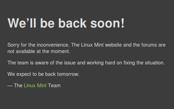 Linux Mint website offline