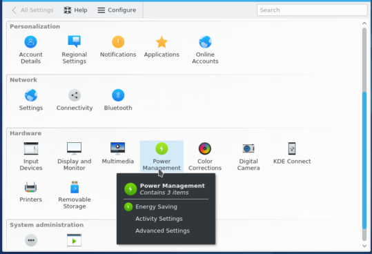 Fedora 25 KDE System Settings