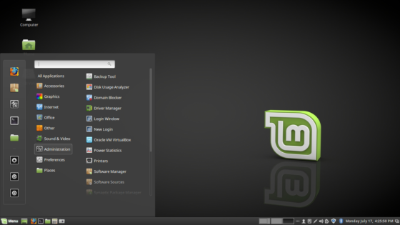 Cinnamon desktop on Linux Mint 18.2