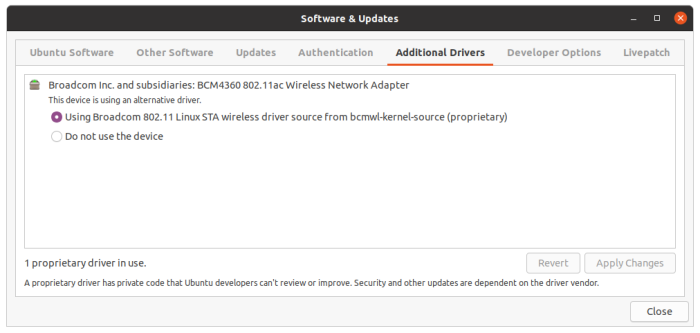 Broadcom drivers Ubuntu 