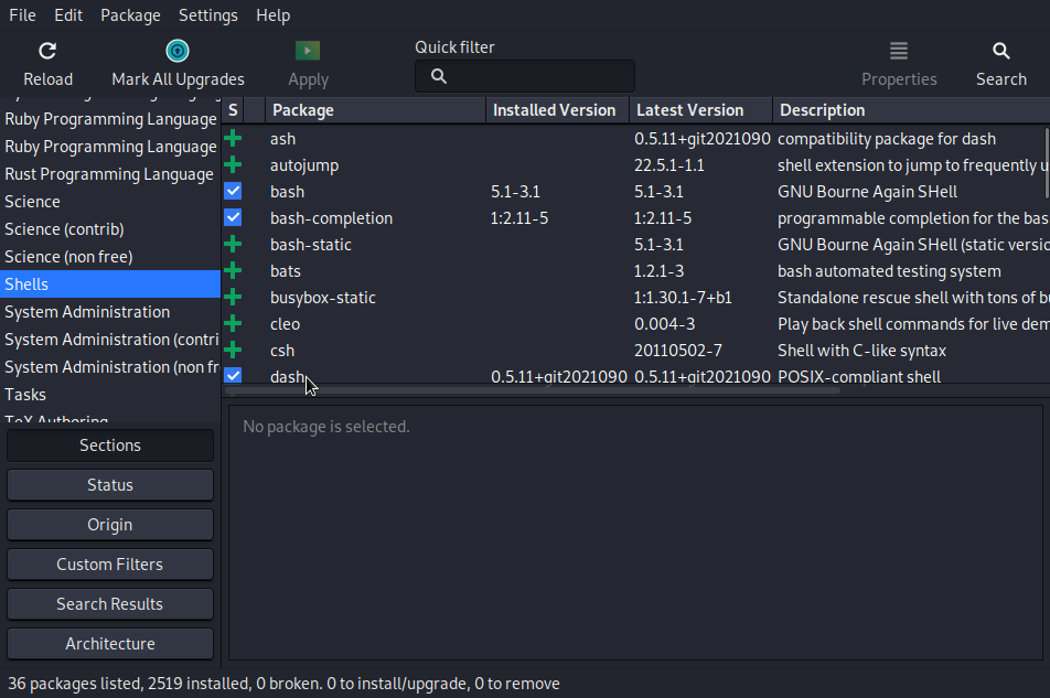 Install a graphical package manager on Kali Linux 2021.3