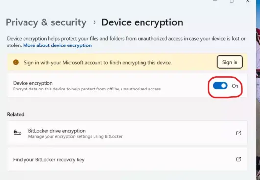 BitLocker encryption enabled Windows 11