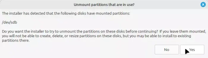 Linux Mint 22 unmount partition