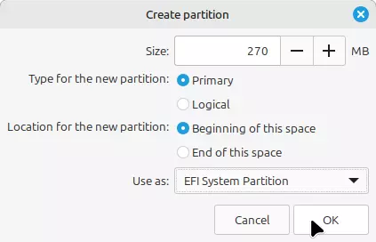 Linux Mint 22 EFI partition