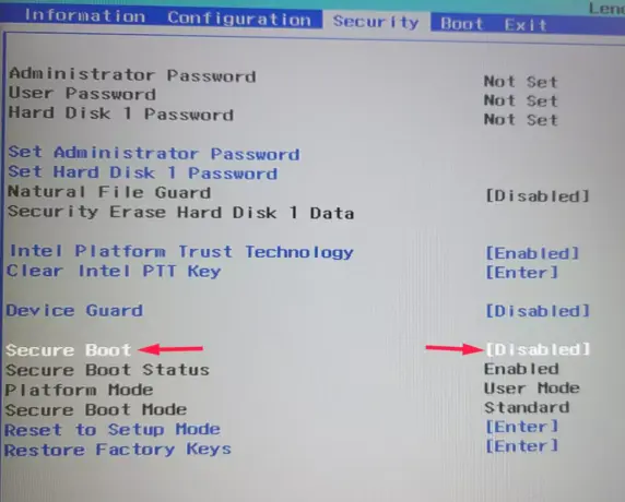 Windows 11 disable secure boot