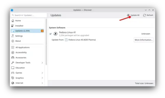 Fedora 41 KDE upgrade