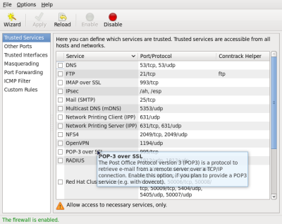 Firewall gui