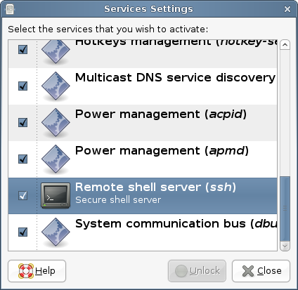 Services Settings on Linux Mint 6
